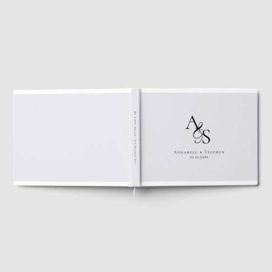 Elegant, Klassiek, Monogram, Grijs, Huwelijk Gastenboek (Volledig)