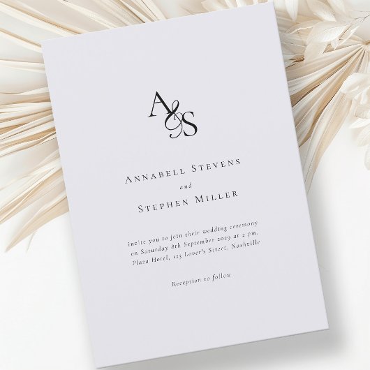 Elegant, Klassiek, Monogram, Grijs, Huwelijk Kaart