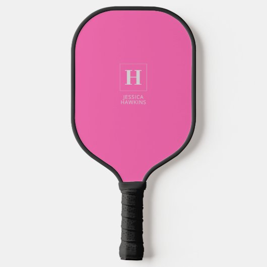 Elegant Klassiek Monogram Hot Pink Persoonlijk Pickleball Paddle (Achterkant)