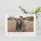 Elegant, Klassiek, Monogram, Huwelijk 1 Foto Save The Date (Staand voorkant)