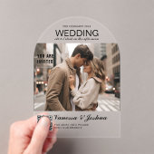 Elegant, Klassiek, Monogram, Huwelijk, Boog, Foto Acryl Uitnodigingen (Insitu (Draagbaar))