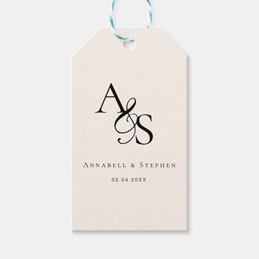 Elegant, Klassiek, Monogram, Huwelijk Cadeaulabel (Voorkant)