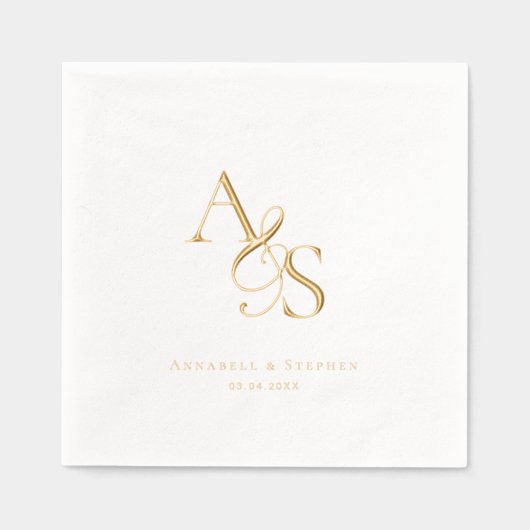 Elegant, Klassiek, Monogram, Huwelijk Folie Servetten (Voorkant)