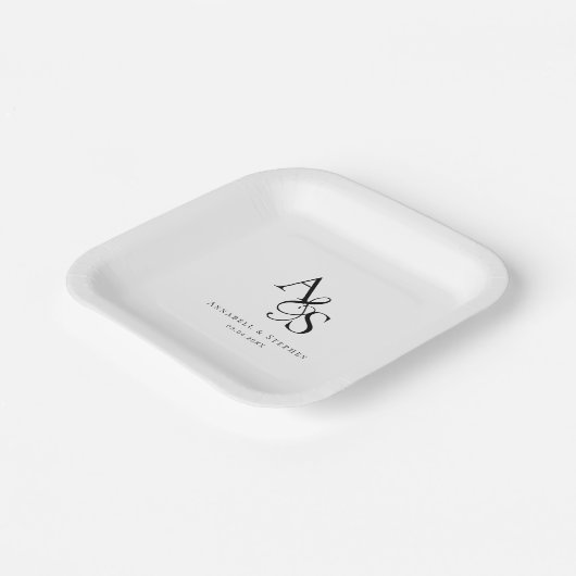 Elegant, Klassiek, Monogram, Huwelijk Papieren Bordje (Gebogen)