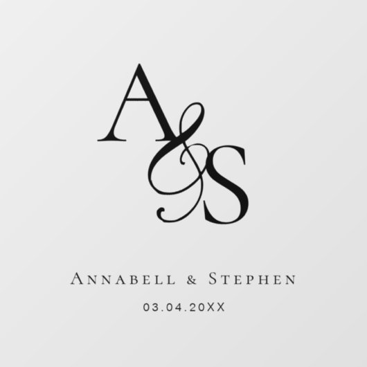 Elegant, Klassiek, Monogram, Huwelijk Raamsticker (Vel)