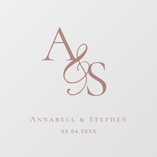 Elegant, Klassiek, Monogram, Huwelijk Raamsticker (Vel)