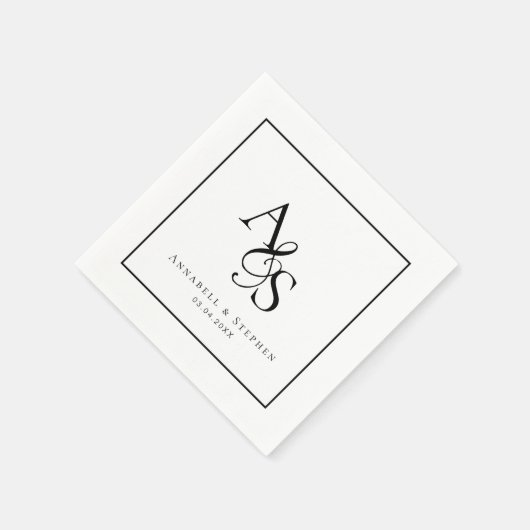 Elegant, Klassiek, Monogram, Huwelijk Servet (Hoek)