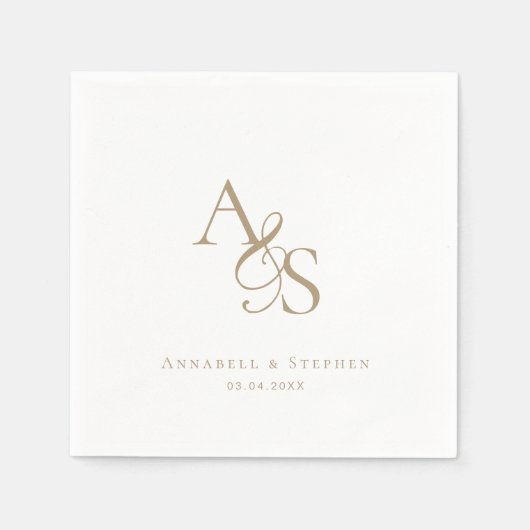 Elegant, Klassiek, Monogram, Huwelijk Servet (Voorkant)