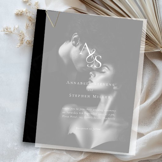 Elegant, Klassiek, Monogram, Huwelijk Vellum Uitnodigingen