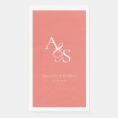 Elegant, Klassiek, Monogram, Koraal, Huwelijk Servet (Voorkant)