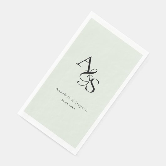 Elegant, Klassiek, Monogram, Lichtgroen, Huwelijk Servet (Hoek)