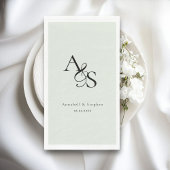 Elegant, Klassiek, Monogram, Lichtgroen, Huwelijk Servet