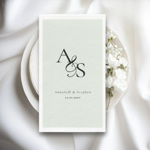 Elegant, Klassiek, Monogram, Lichtgroen, Trouwen Servet