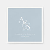 Elegant, Klassiek, Monogram, Poeder-Blauw Huwelijk Servet (Voorkant)