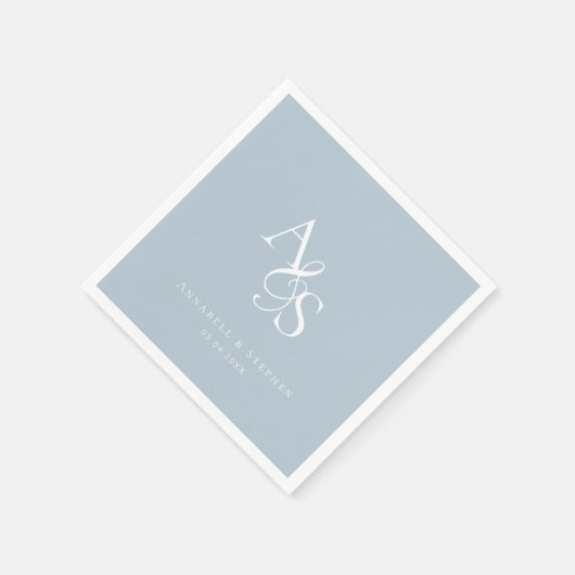 Elegant, Klassiek, Monogram, Poeder-Blauw Huwelijk Servet (Hoek)