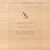 Elegant, Klassiek, Monogram, Trouwen Acryl Uitnodigingen (Voorkant)