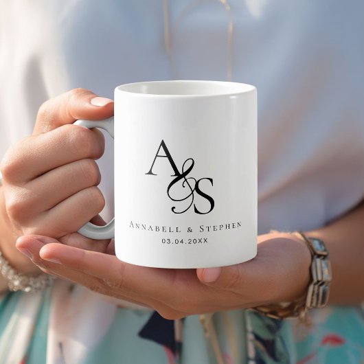 Elegant, Klassiek, Monogram, Trouwen Koffiemok