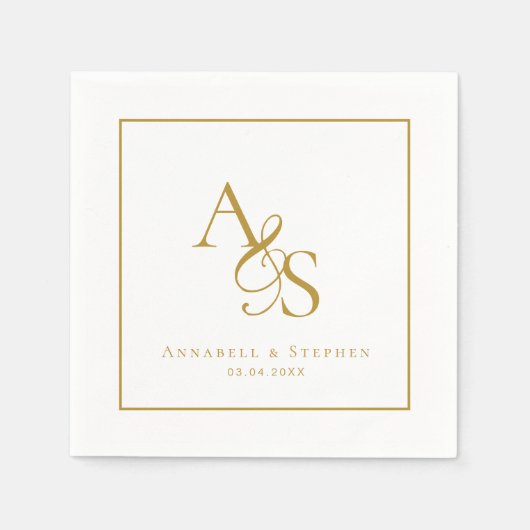 Elegant, Klassiek, Monogram, Trouwen Servet (Voorkant)