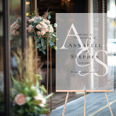 Elegant, Klassiek, Monogram, Wit, Bruiloft Acryl Bord