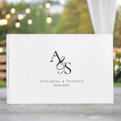 Elegant, Klassiek, Monogram, Wit, Bruiloft Gastenboek