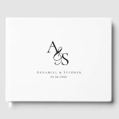Elegant, Klassiek, Monogram, Wit, Bruiloft Gastenboek (Voorkant)