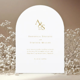 Elegant, Klassiek, Monogram, Wit, Bruiloft Kaart