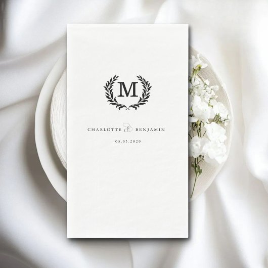 Elegant, Klassiek, Monogram, Wit, Bruiloft Servet