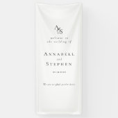 Elegant, Klassiek, Monogram, Wit, Bruiloft Spandoek (Verticaal)