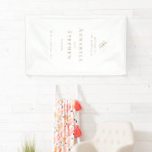 Elegant, klassiek, monogram, wit, bruiloft spandoek (Insitu)