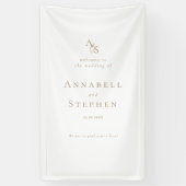Elegant, klassiek, monogram, wit, bruiloft spandoek (Verticaal)