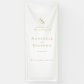 Elegant, Klassiek, Monogram, Wit, Bruiloft Spandoek (Verticaal)