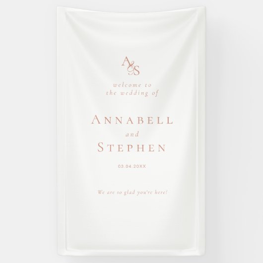 Elegant, Klassiek, Monogram, Wit, Bruiloft Spandoek (Verticaal)