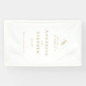 Elegant, Klassiek, Monogram, Wit, Bruiloft Spandoek (Horizontaal)