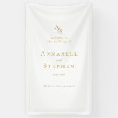 Elegant, Klassiek, Monogram, Wit, Bruiloft Spandoek (Verticaal)