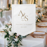 Elegant, Klassiek, Monogram, Wit, Bruiloft Wimpel<br><div class="desc">Elegant,  Klassiek,  Monogram,  Wit,  Trouwwwimpel met uw namen en datum.</div>