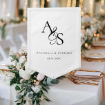 Elegant, Klassiek, Monogram, Wit, Bruiloft Wimpel<br><div class="desc">Elegant,  Klassiek,  Monogram,  Wit,  Trouwwwimpel met uw namen en datum.</div>
