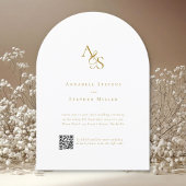 Elegant, Klassiek, Monogram, Wit, QR Code Huwelijk Kaart