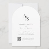 Elegant, Klassiek, Monogram, Wit, QR Code Huwelijk Kaart (Voorkant)
