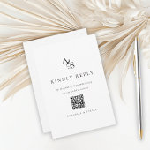 Elegant, klassiek, monogram, wit, QR-code RSVP Kaartje