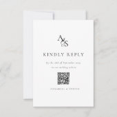 Elegant, klassiek, monogram, wit, QR-code RSVP Kaartje (Voorkant)