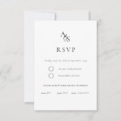 Elegant, Klassiek, Monogram, Wit, RSVP (Voorkant)