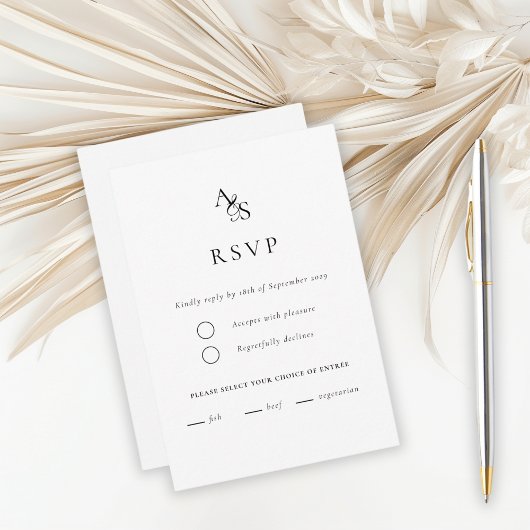Elegant, Klassiek, Monogram, Wit, RSVP