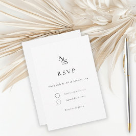 Elegant, Klassiek, Monogram, Wit, RSVP