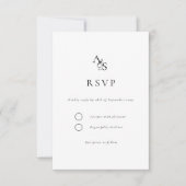 Elegant, Klassiek, Monogram, Wit, RSVP Kaartje (Voorkant)
