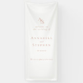 Elegant, Klassiek, Monogram, Wit, Trouwdag Spandoek (Verticaal)