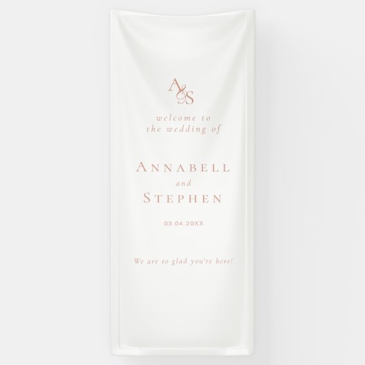 Elegant, Klassiek, Monogram, Wit, Trouwdag Spandoek (Verticaal)