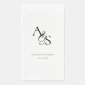 Elegant, Klassiek, Monogram, Wit, Trouwen Servet (Voorkant)