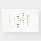 Elegant, Klassiek, Monogram, Witte bruiloft Spandoek (Horizontaal)