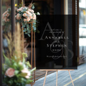 Elegant, Klassiek, Monogram, Zwart, Bruiloft Acryl Bord