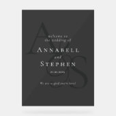 Elegant, Klassiek, Monogram, Zwart, Bruiloft Acryl Bord (Voorkant)